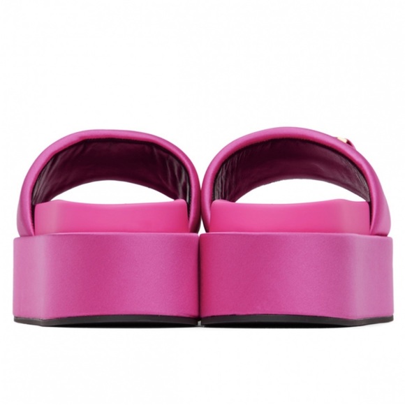 VERSACE Medusa crystal coin satin platform slides sandals - Picture 2 of 4